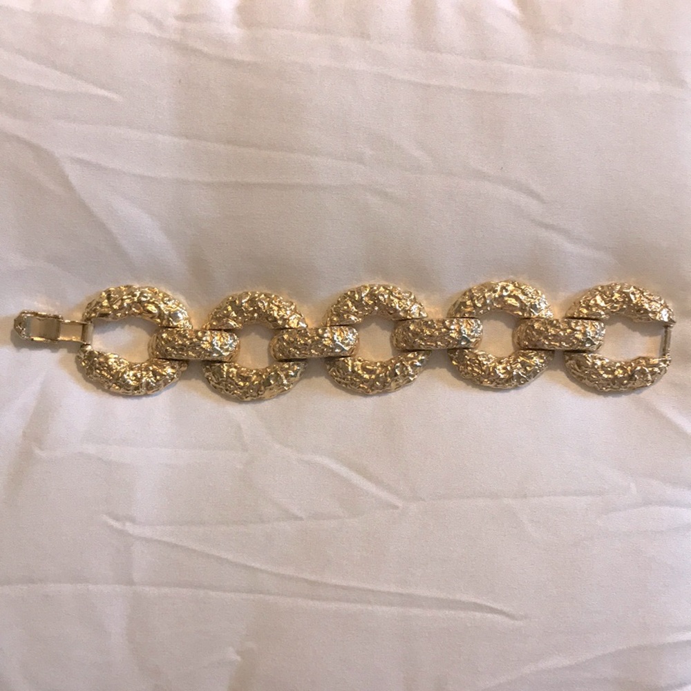 Hammered Vintage Large Links Chain Bracelet Gold-tone